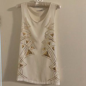 Promod White and Gold Sequins Top